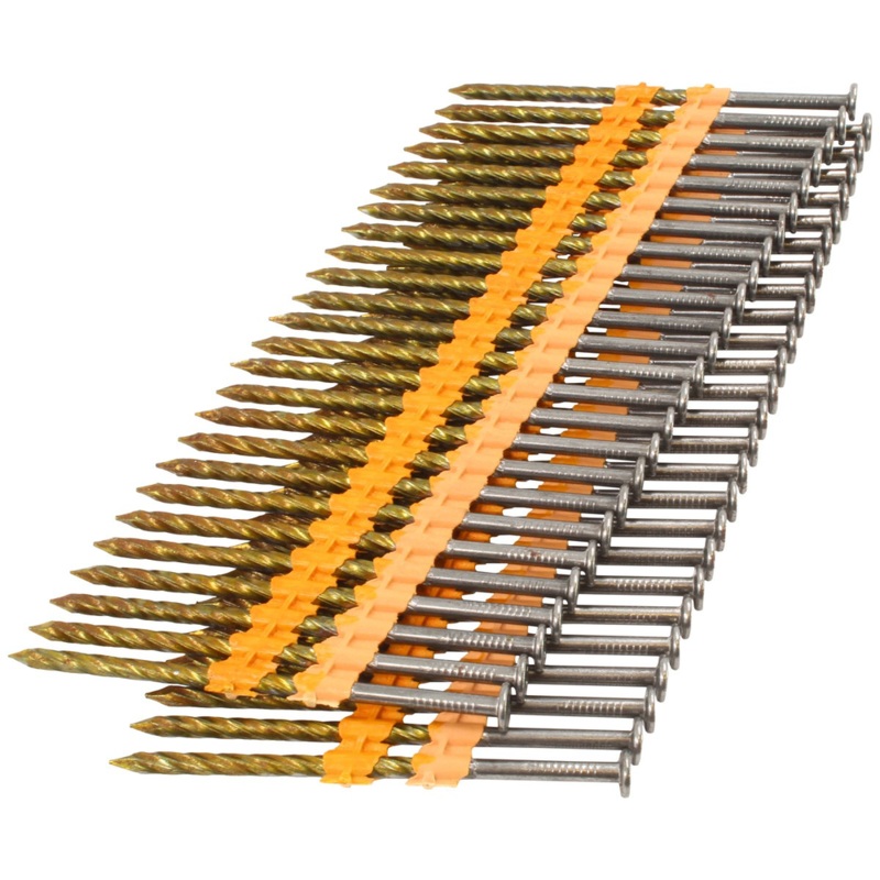 234X120HS 2-3/4x120 20-22 Degree Plastic Strip Bright Screw Shank Nails, 3,000/Box