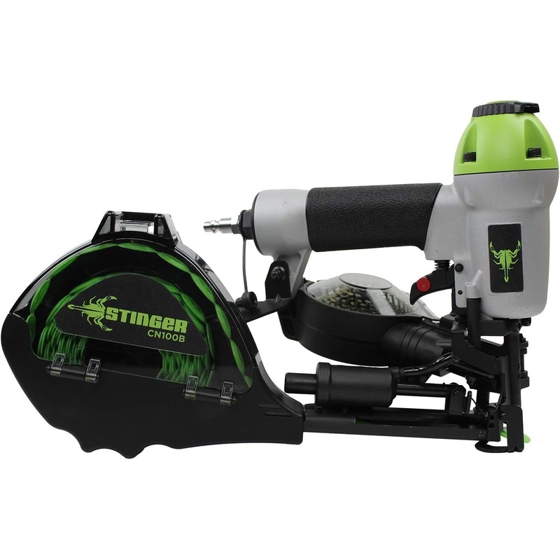 STINGER CN100B Pneumatic Cap Nailer, 1" Cap Diameter, 1" Nail Length, Collated Cap Nails for Roofing Underlayment & House Wrap (0136252)