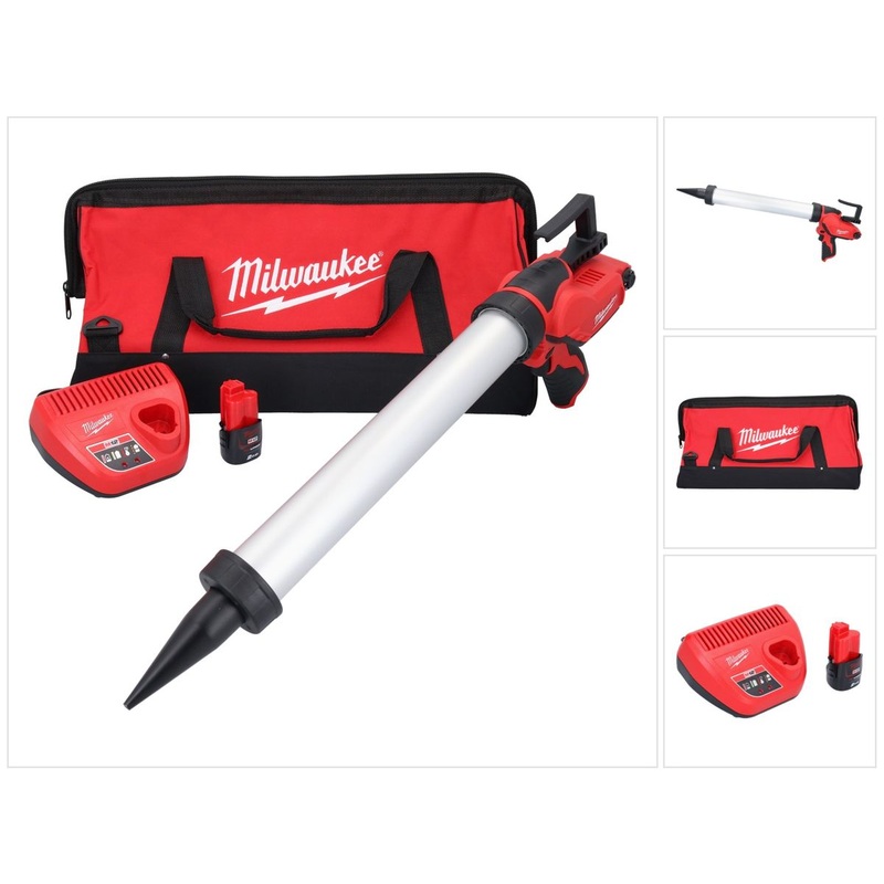 Pistola de cartuchos a batera Milwaukee M12 PCG/600A-201B 12 V 600 ml (4933448764) + 1x batera 2.0 Ah + cargador + bolsa