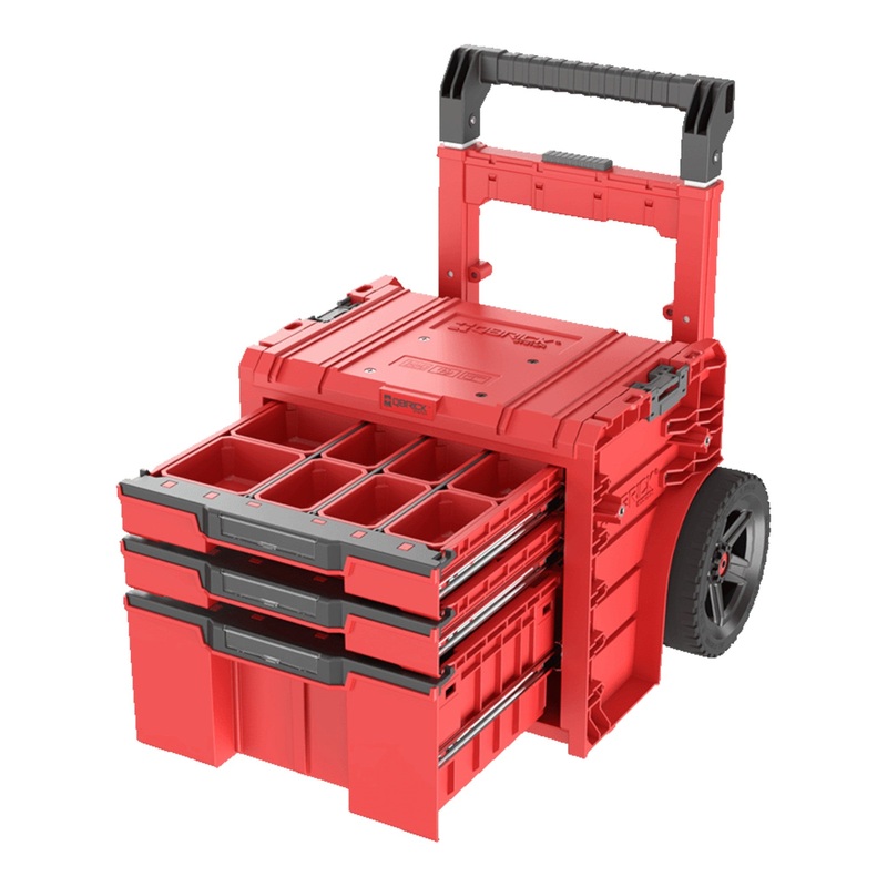 Qbrick System PRO Cart 2.0 Plus Cajn 3 Rojo Ultra HD Caja mvil personalizada con ruedas 520 x 415 x 660 mm 12 l 2x 4,5 l doble asa telescpica extrable