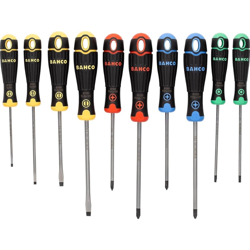 Bahco B219.010RB Colour Coded Screwdriver Set SL/PH/PZ/TX - 10Pcs