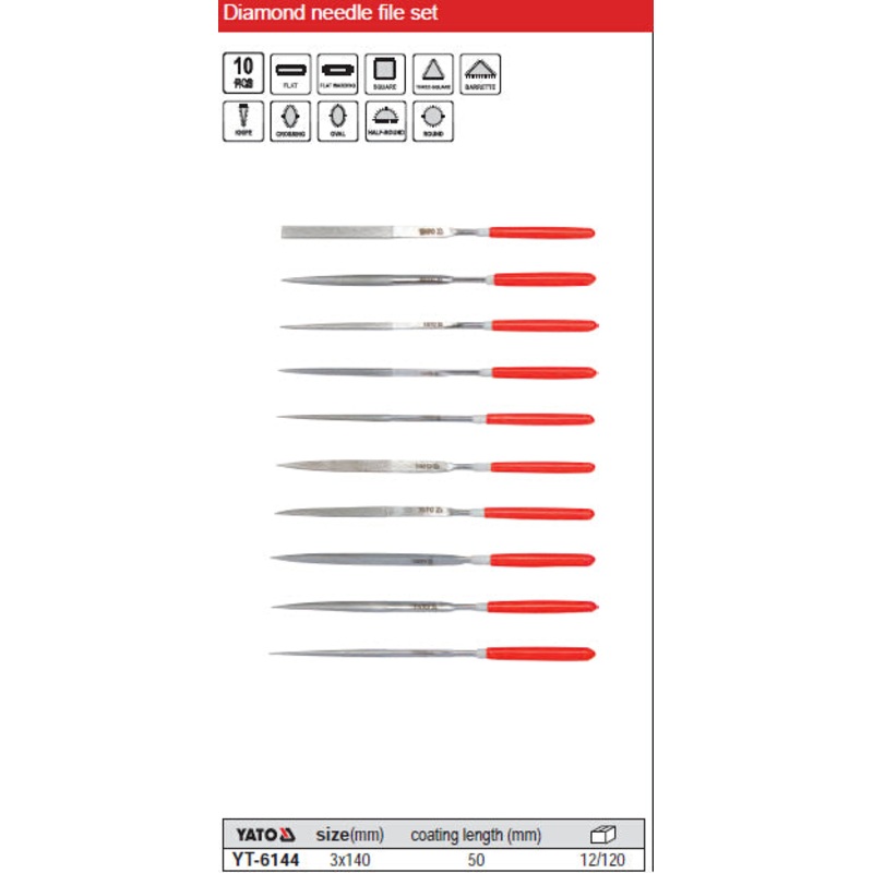 YATO YT-6144 Diamond needle flat file