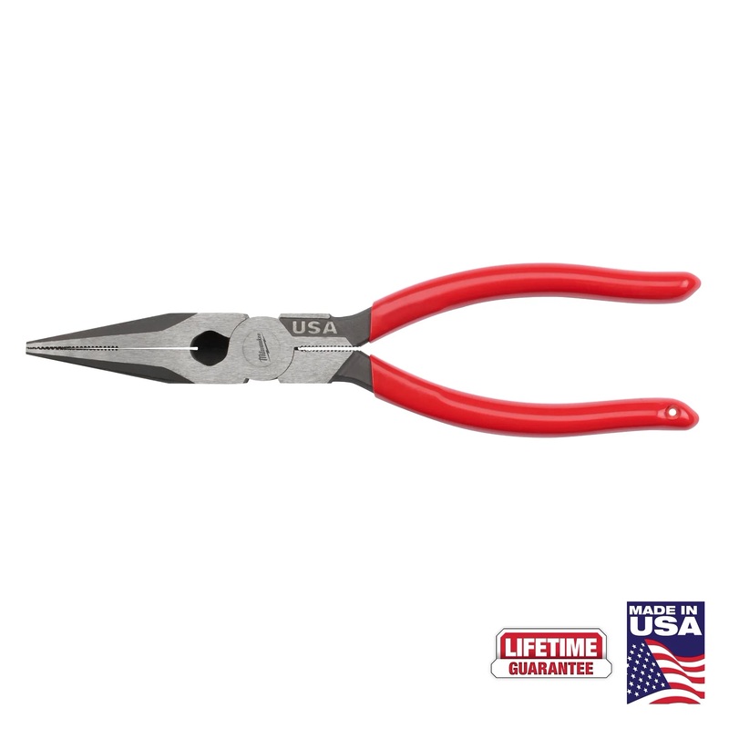 8" Long Nose Dipped Grip Pliers (USA)