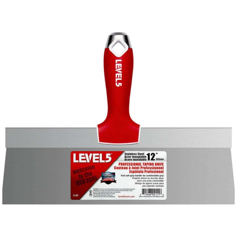 12" Stainless Steel Taping Knife w/ Soft Grip Handle
