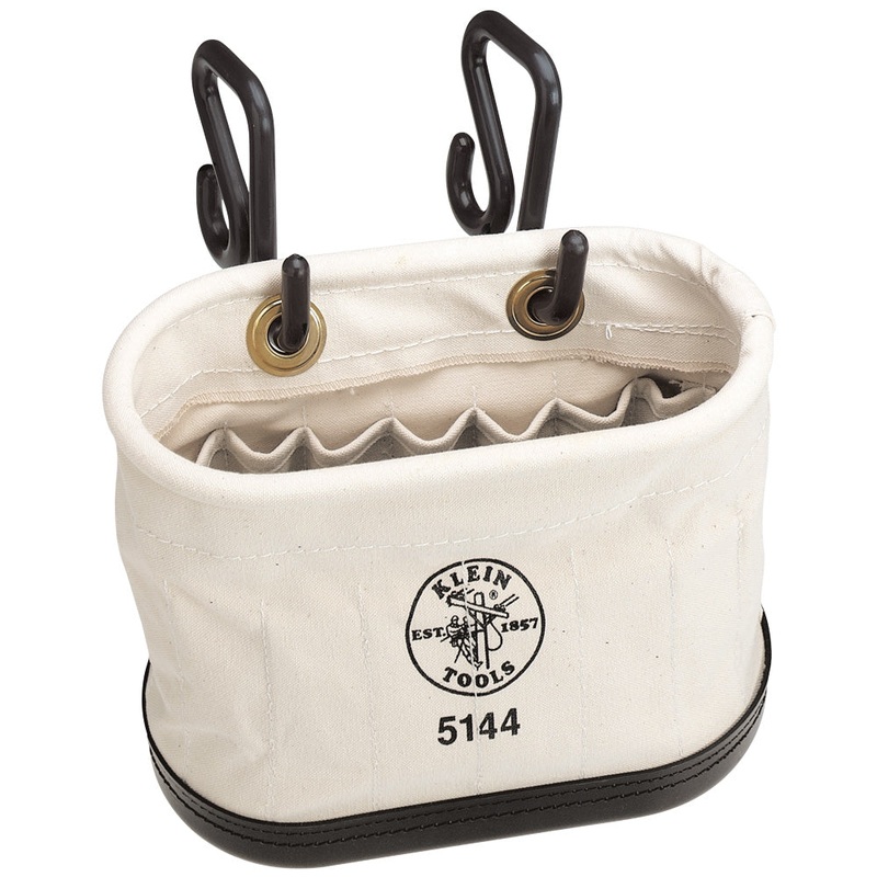 Canvas Bucket, 15-Pocket Aerial Oval Bucket with Hooks